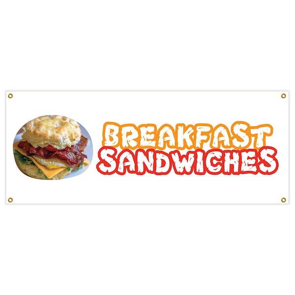 Breakfast Sandwiches Banner Heavy Duty 13 Oz Vinyl with Grommets